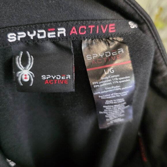 Spyder Active Quarter Zip Black Long Sleeve Pullover Shirt Mens Size Large - Picture 4 of 4